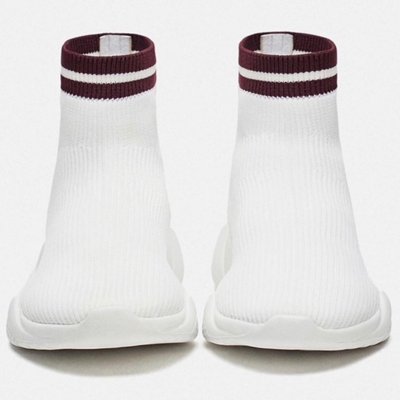 Zara White High Top Sock Sneakers NEW - Picture 2 of 8